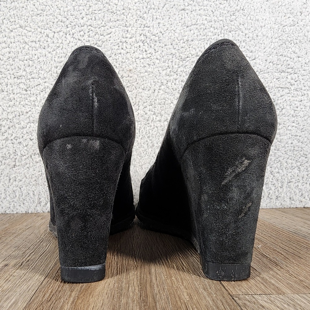 Stuart Weitzman‎ 7.5 Black Suede Tassel Wedge Loafers Classic Comfortable - Picture 4 of 13